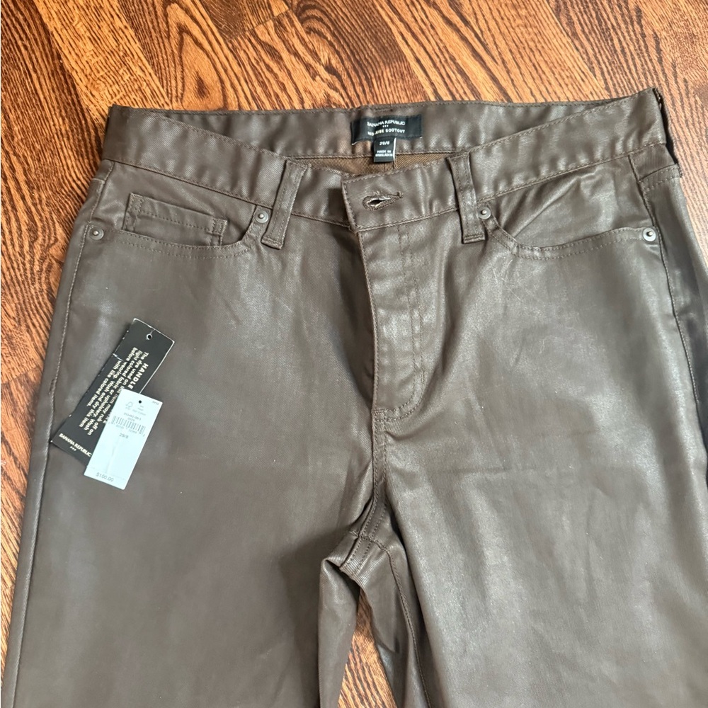 Banana republic mid rise boot cut coated jeans chocolate brown size 29/8